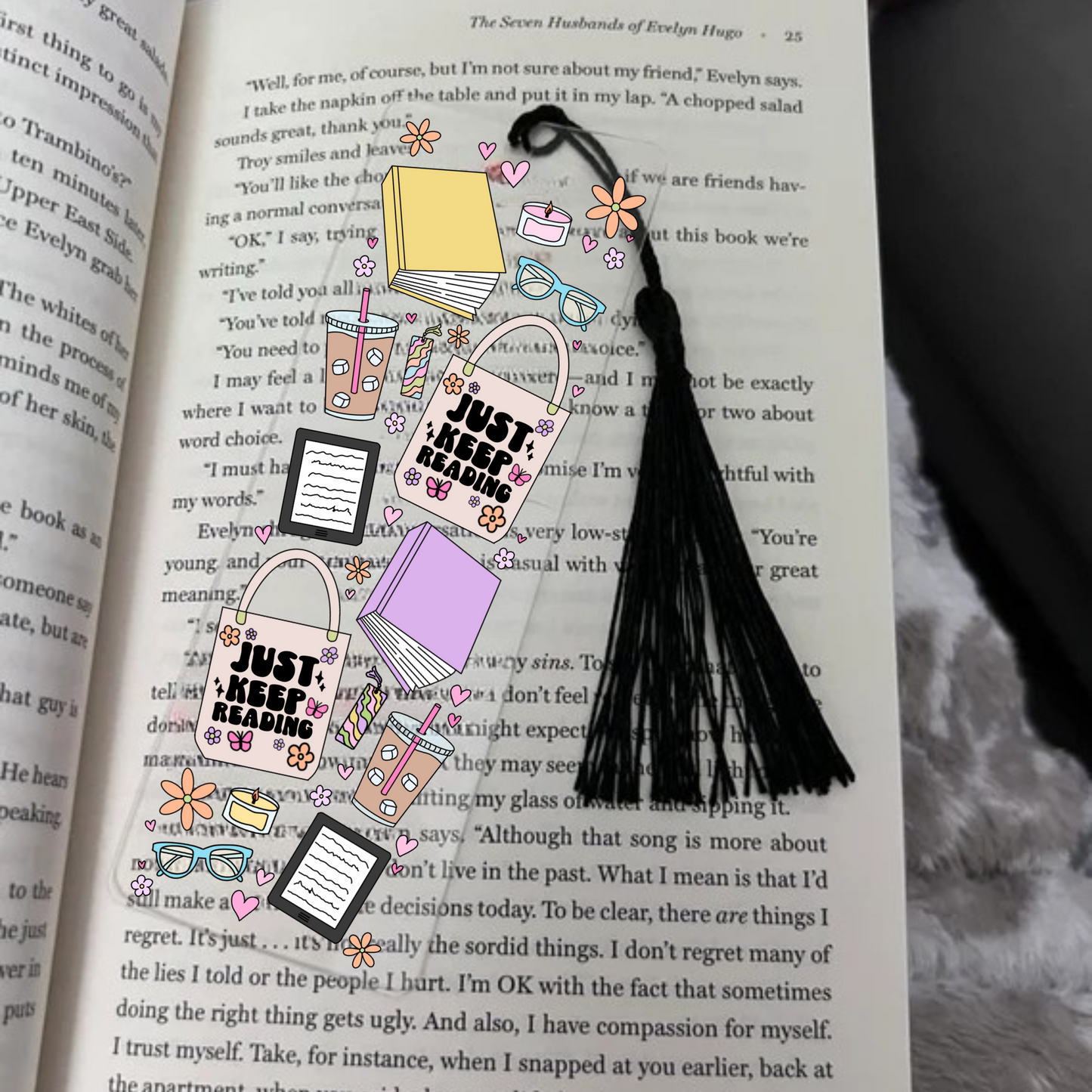 Just Keep Reading Acrylic Bookmark